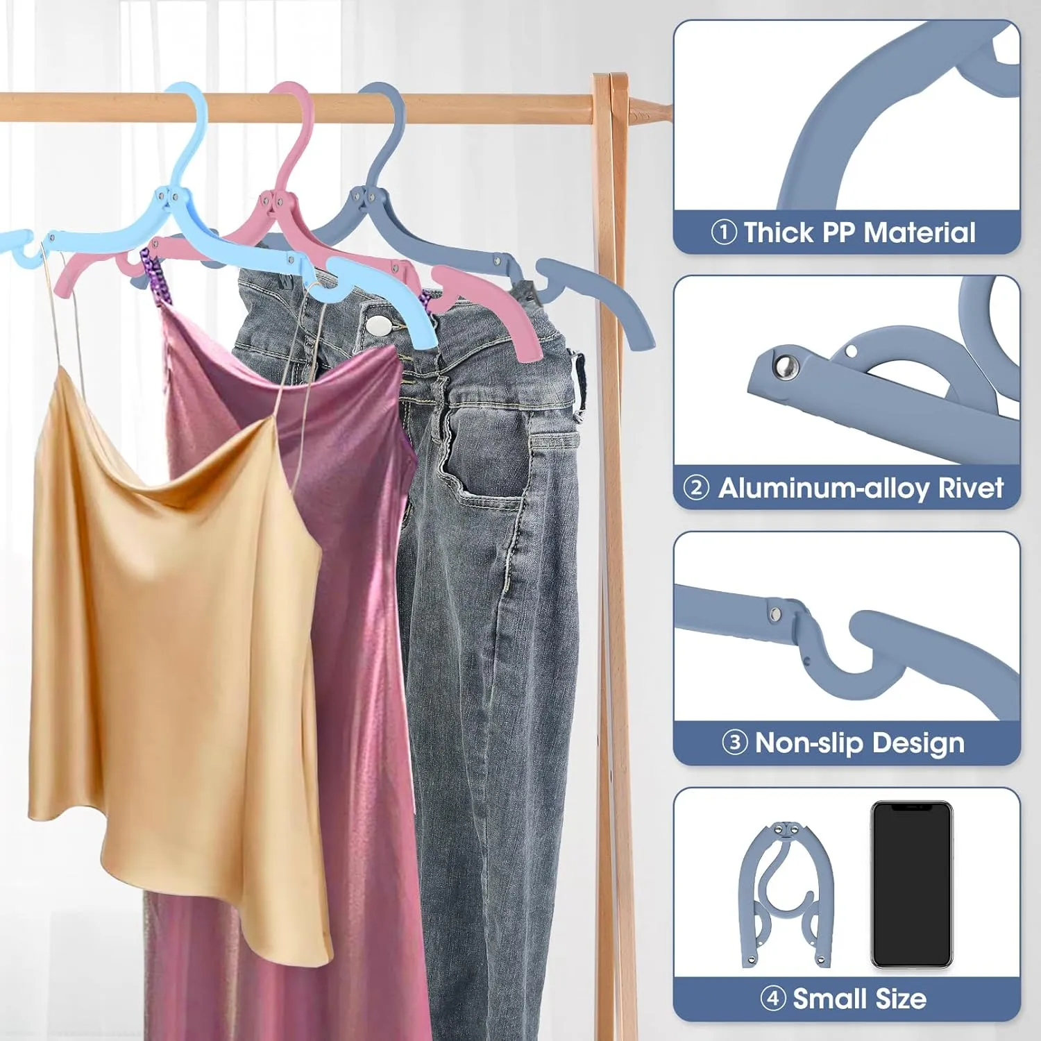 30 Pcs Portable Foldable Travel Hanger Organizer, Plastic Travel Accessories Essentials Clothes Drying Rack Folding Hangers for Traveling Camping Flying RV Cruises Suitcase, Multi