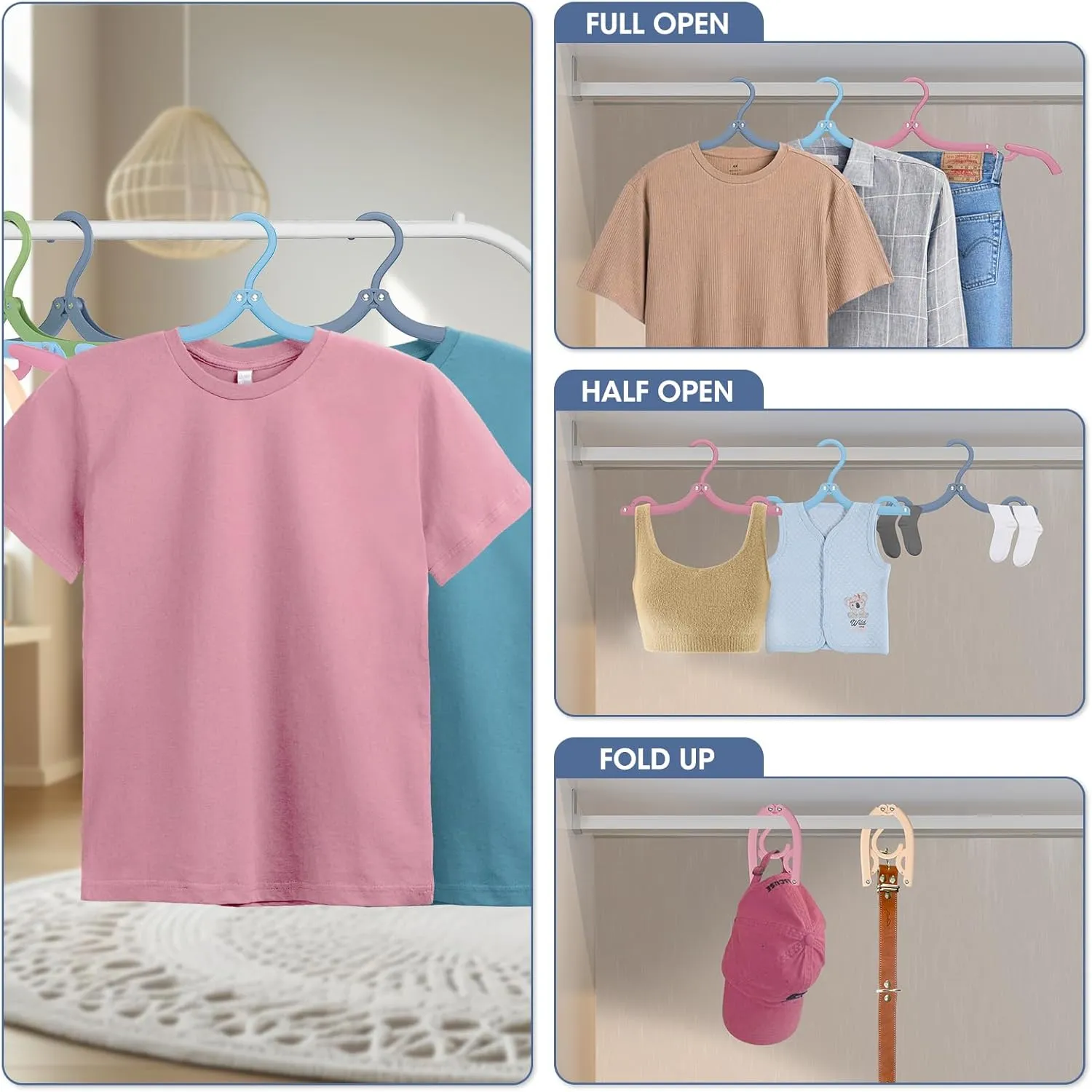 30 Pcs Portable Foldable Travel Hanger Organizer, Plastic Travel Accessories Essentials Clothes Drying Rack Folding Hangers for Traveling Camping Flying RV Cruises Suitcase, Multi