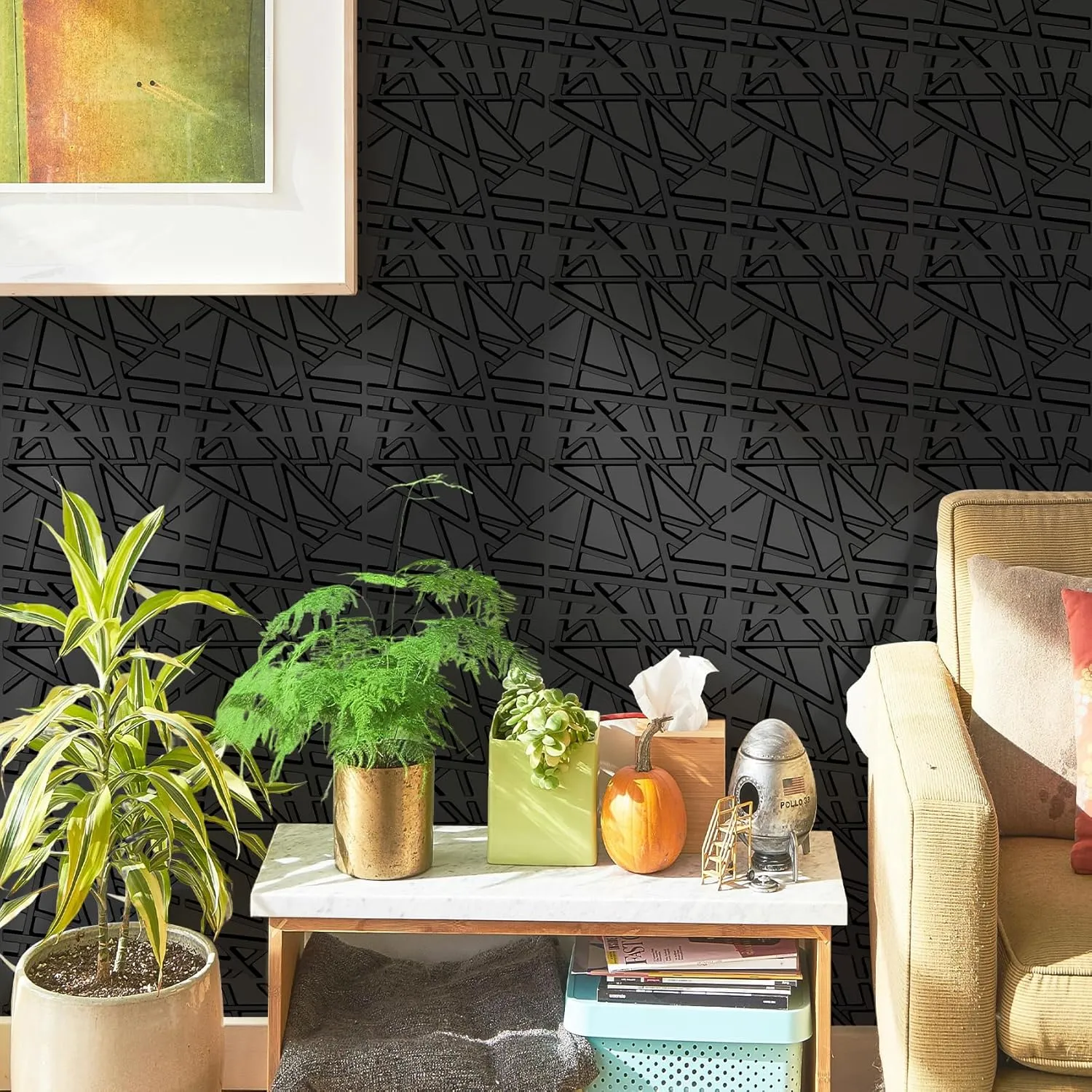 33 Pack 3D Wall Panels for Interior Wall Decor, 12''x12'' Black Accent Textured Wall Panels, Wall Covering Panles for Living Room, Gaming Room, TV Background, Cover 32 Sq.Ft