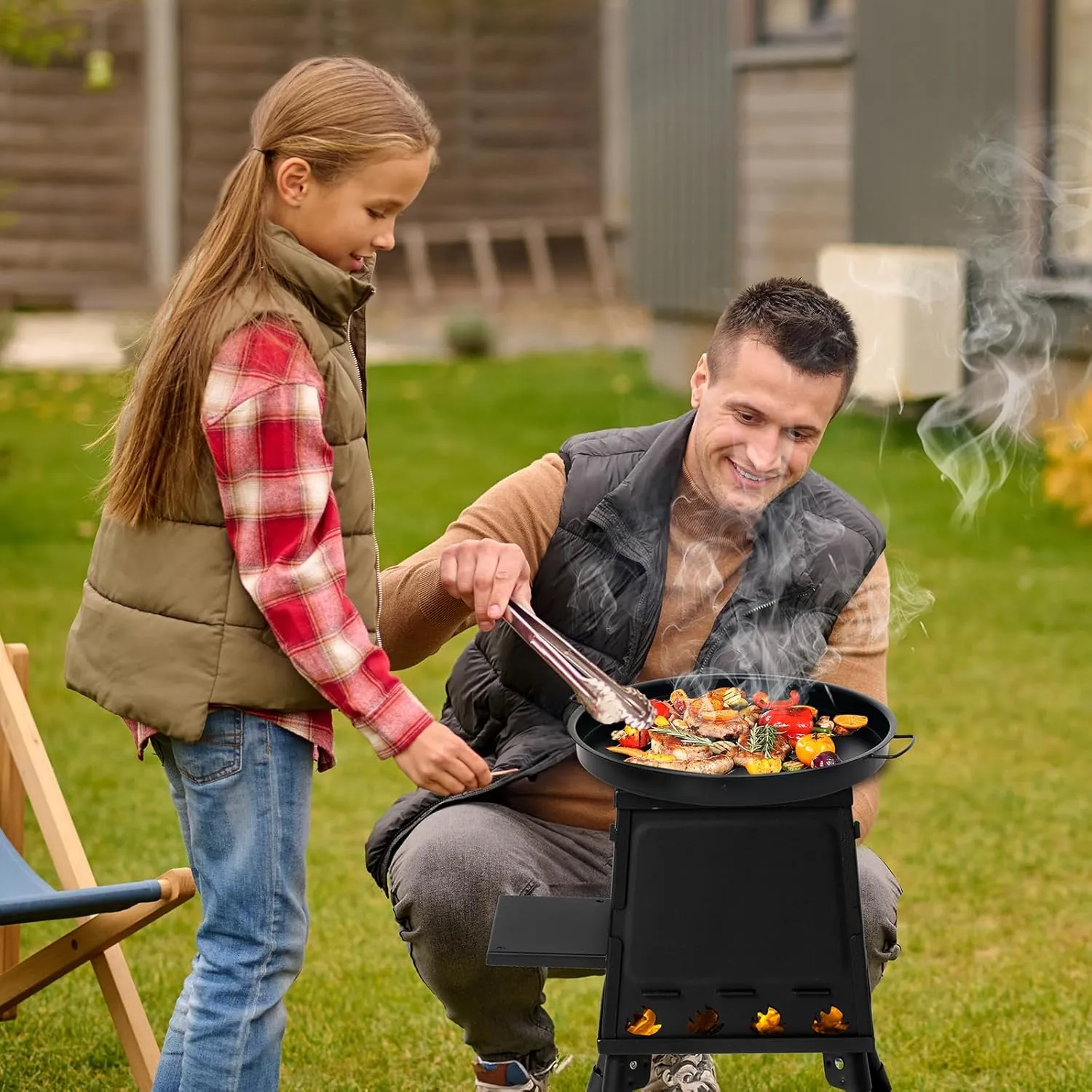 36x36 Portable Multi-Function Outdoor Camp Stove, Folding Wood Stove for Hiking, Fishing, Cooking