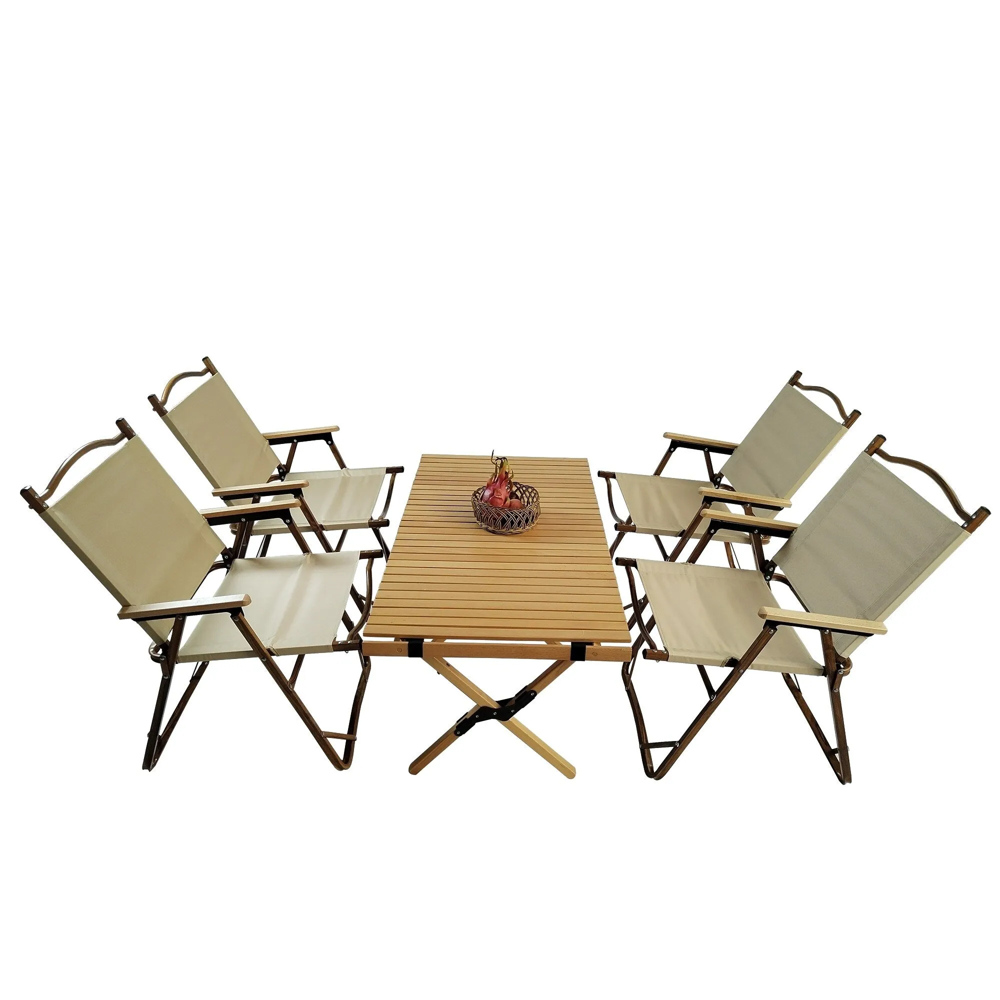 4 Folding Chairs and Dining Table Set Outdoor Portable Dining Set