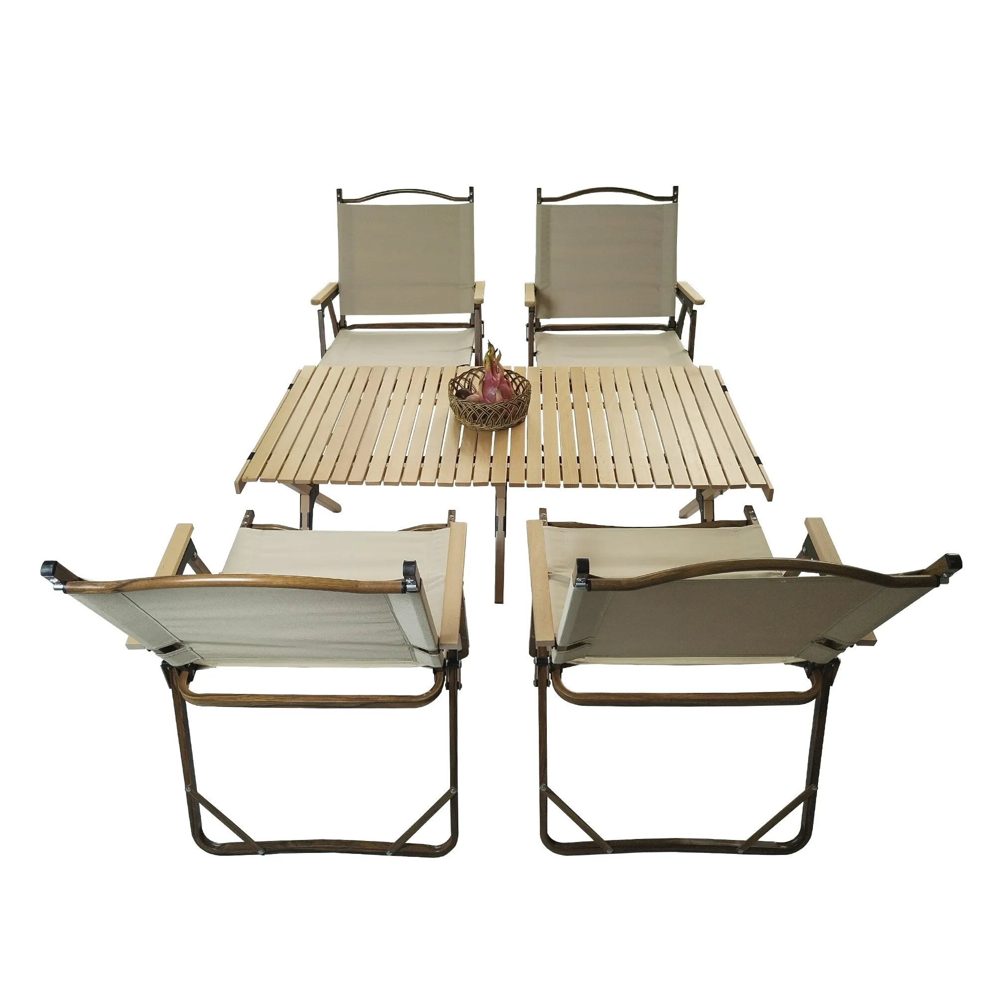 4 Folding Chairs and Dining Table Set Outdoor Portable Dining Set