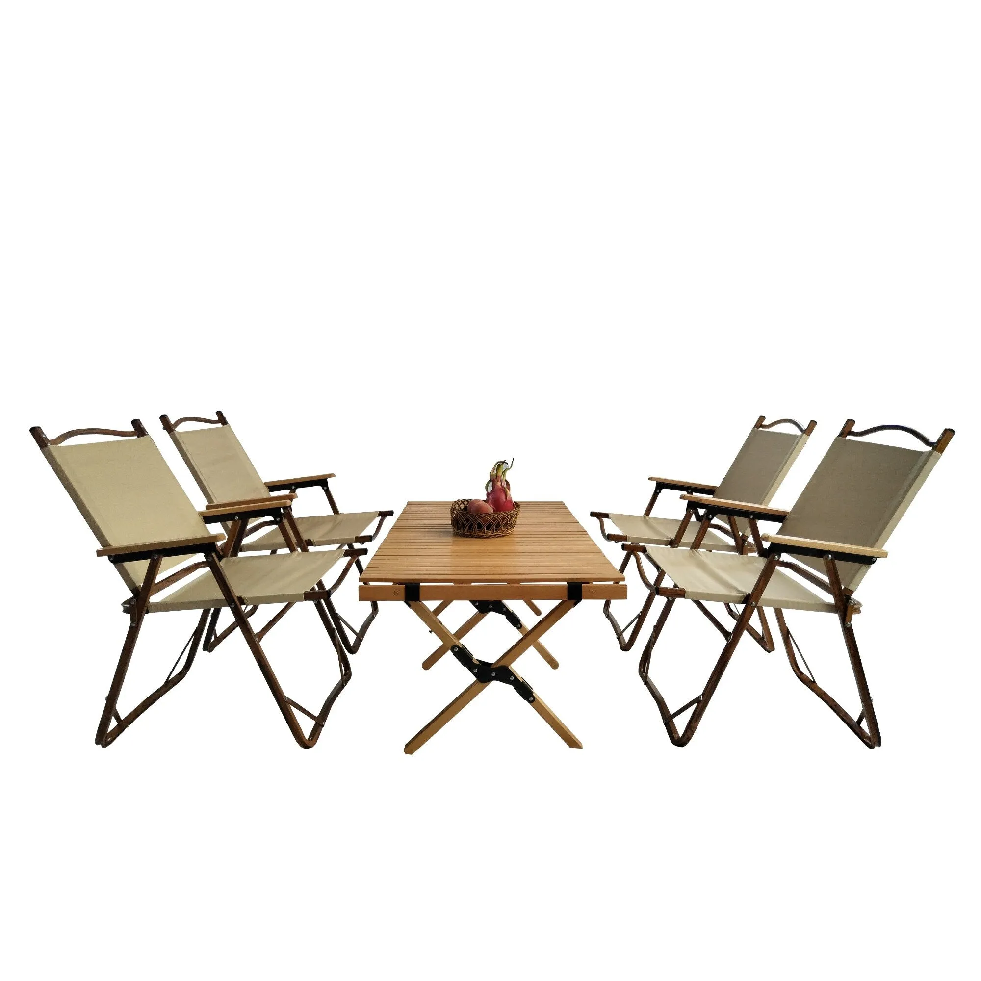 4 Folding Chairs and Dining Table Set Outdoor Portable Dining Set