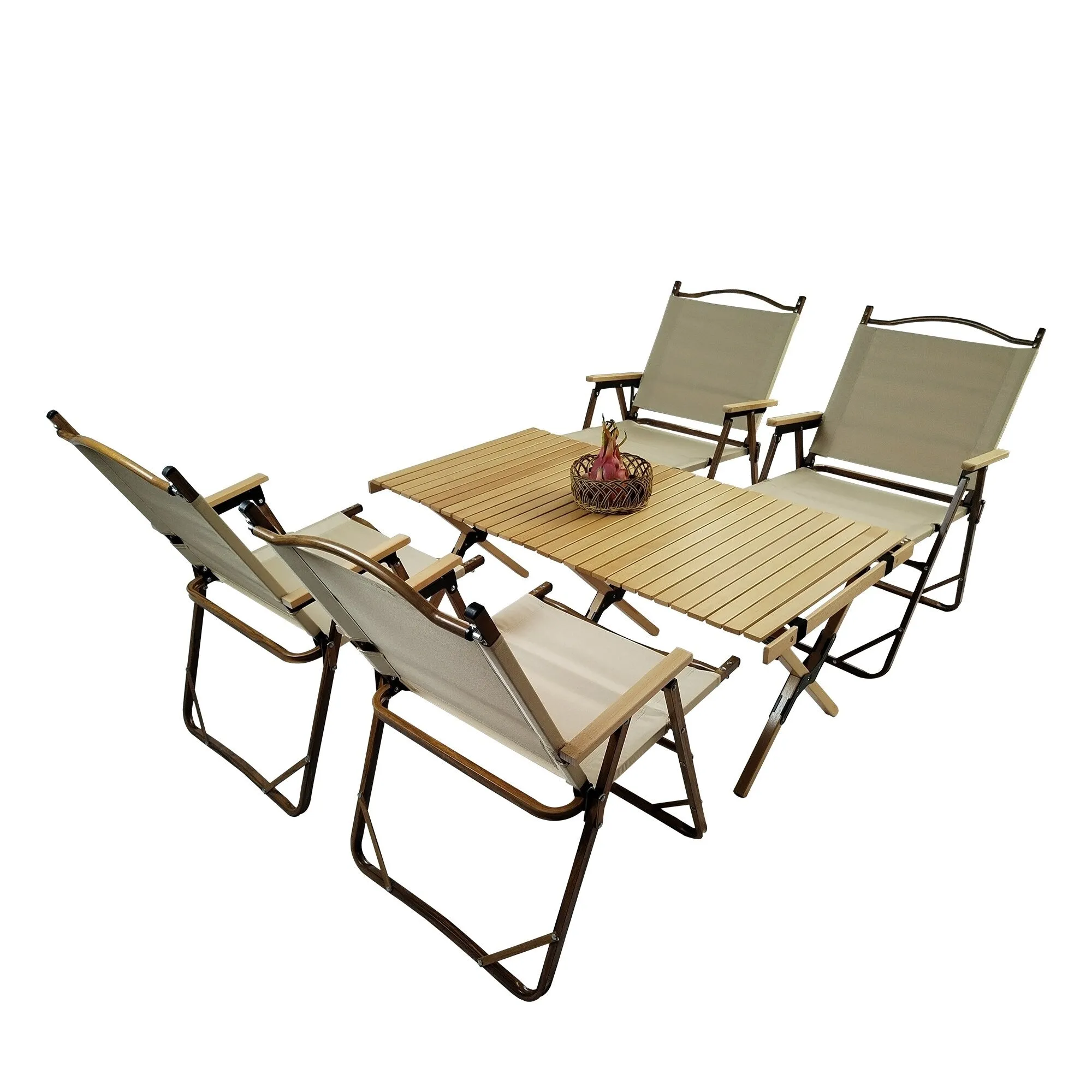 4 Folding Chairs and Dining Table Set Outdoor Portable Dining Set