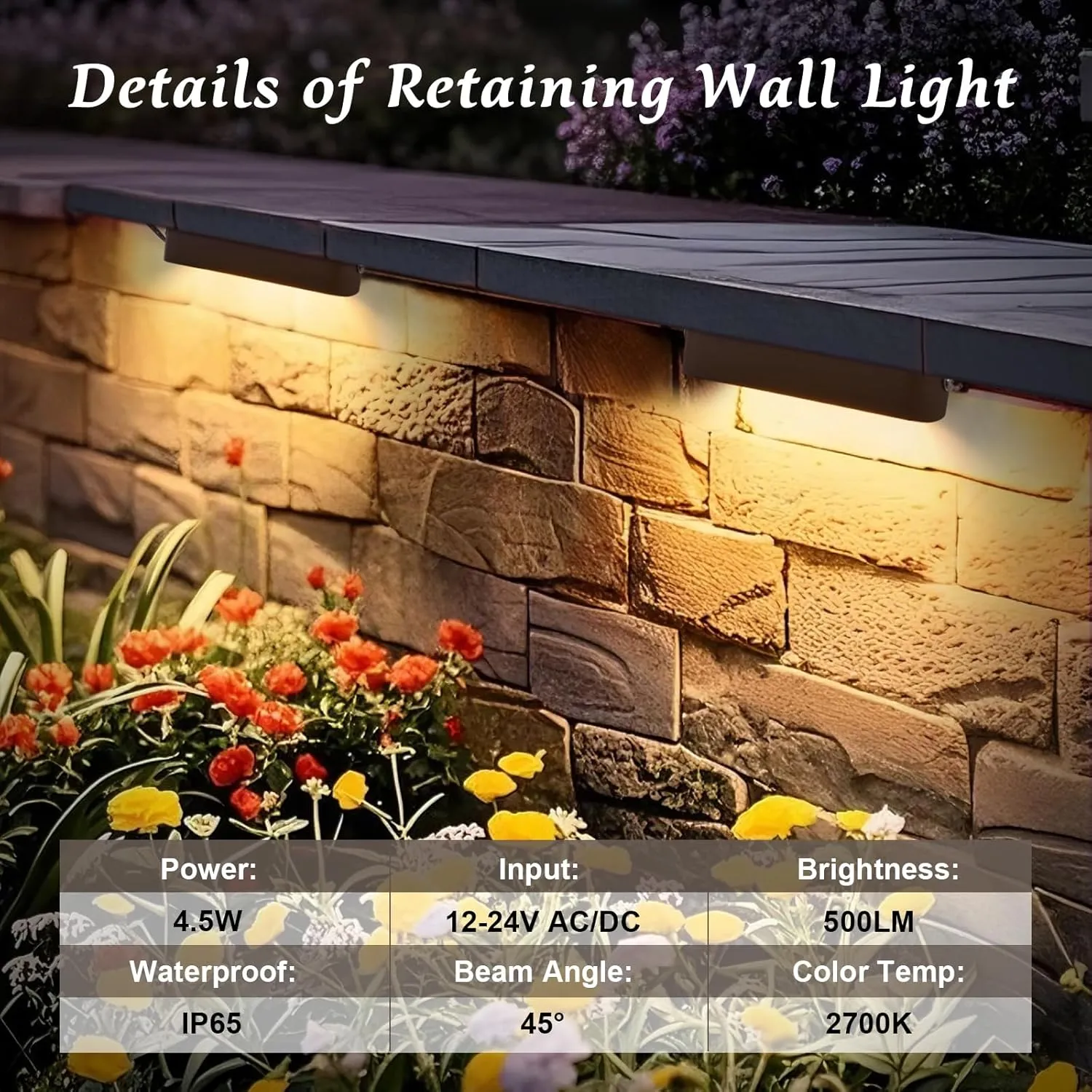 4-Pack 7 Inch Retaining Wall Lights, 4.5W Hardscape Lighting 12V-24V Low Voltage, IP65 Waterproof 2700K Soft White Paver Lights, Cuttable Landscape Lighting for Outdoor, Patio, Steps, Stairs