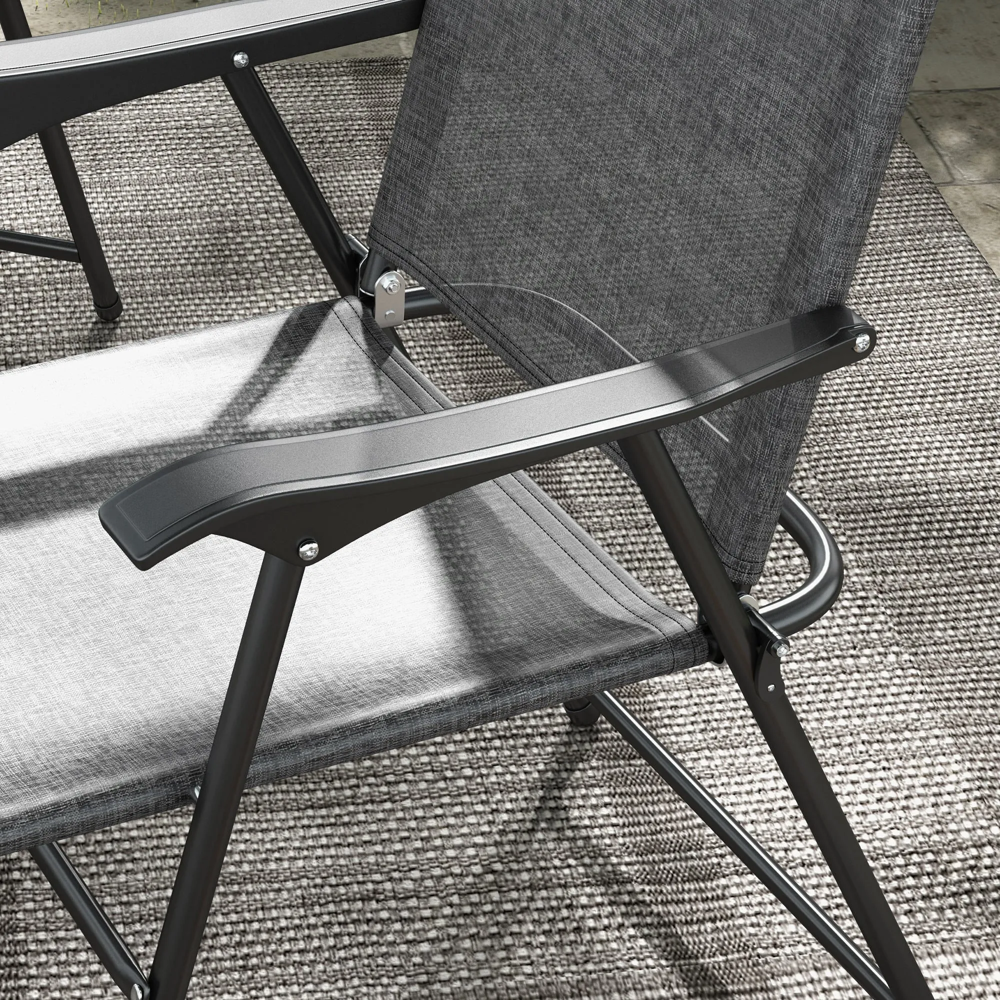 4-Piece Folding Chairs with Armrests & Mesh Seat for Patio, Camping, Lawn, Gray