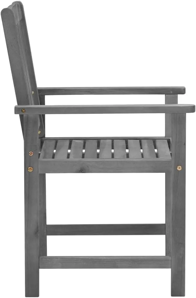4-Piece Gray Solid Acacia Wood Patio Chairs with Cushions, Outdoor Furniture Set for Garden Poolside Backyard, Rustic Wooden Lounge Chairs with Waterproof Polyester Seat Cushions