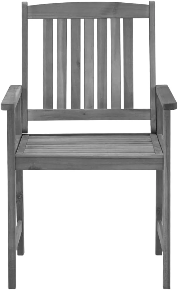 4-Piece Gray Solid Acacia Wood Patio Chairs with Cushions, Outdoor Furniture Set for Garden Poolside Backyard, Rustic Wooden Lounge Chairs with Waterproof Polyester Seat Cushions