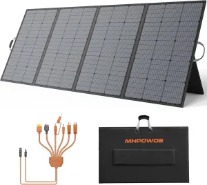 400W Portable Solar Panel, Lightweight Foldable Solar Panels Complete with an Adjustable Kickstand, IP67 Waterproof Solar Charger for Outdoor Camping, Portable Power Station, Motorhome, RV