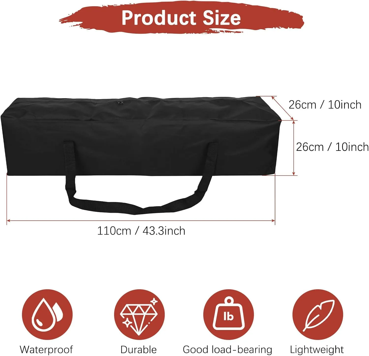 43IN Camp Chair Replacement Bag [1PCS] - 600D Oxford Folding Chair Carrying Storage Bag with Shoulder Strap Use for Camping & Travel [Black, 10INx10IN WxH]