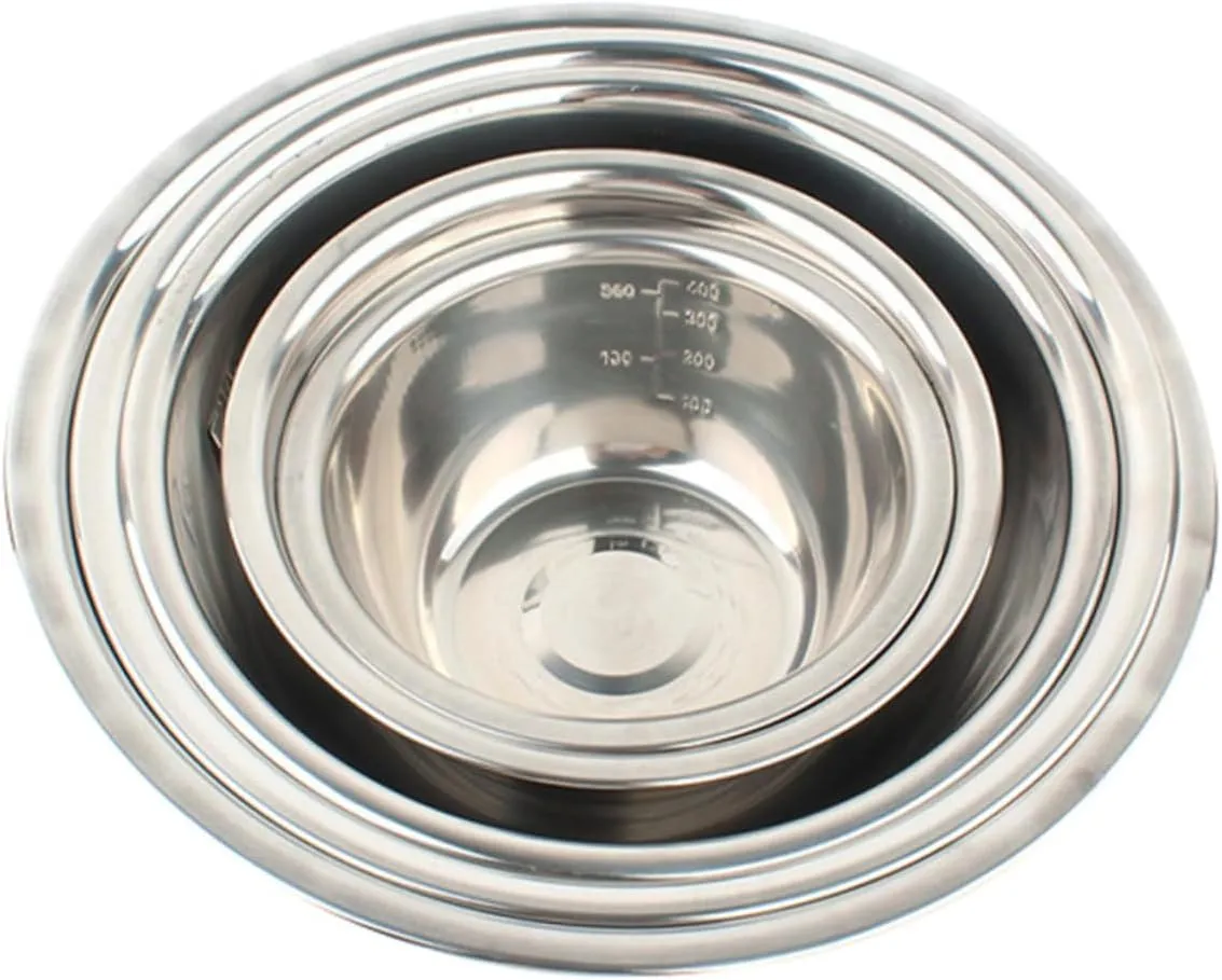 5-pc Stainless Steel Rice Bowl Set Outdoor Bbq Tableware Portable Camping Bowl Soup Serving Bowls Smooth-mouthed Family-size