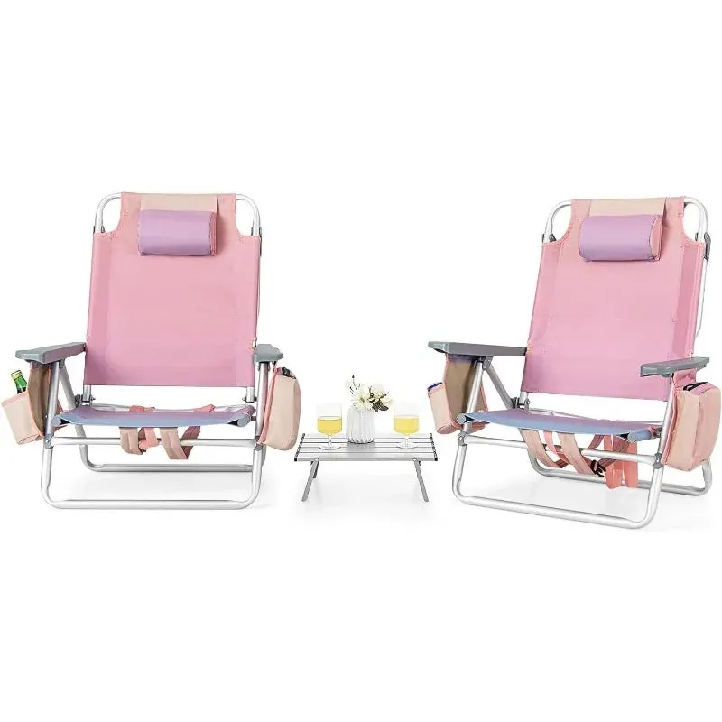 5-Position Lay-Flat Camping Chair with Accessories