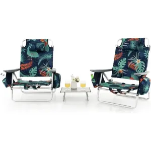 5-Position Lay-Flat Camping Chair with Accessories