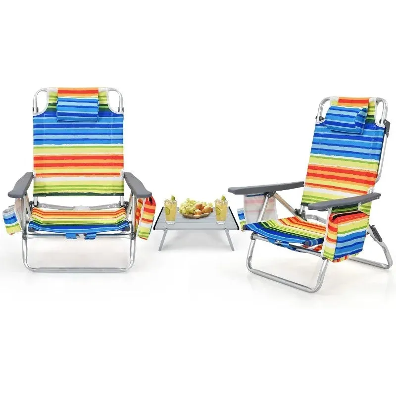 5-Position Lay-Flat Camping Chair with Accessories