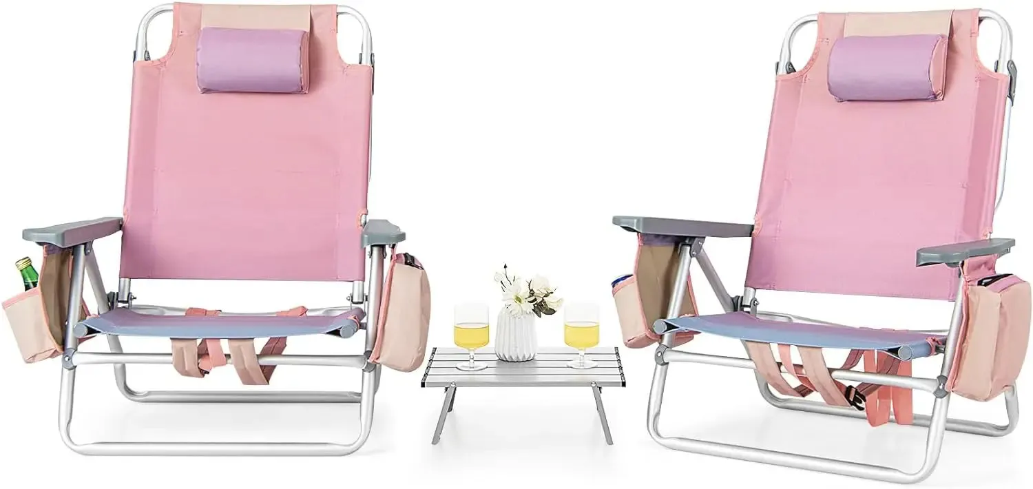 5-Position Lay-Flat Camping Chair with Accessories