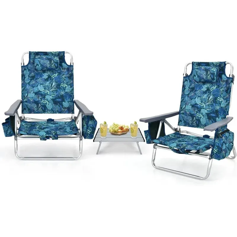 5-Position Lay-Flat Camping Chair with Accessories
