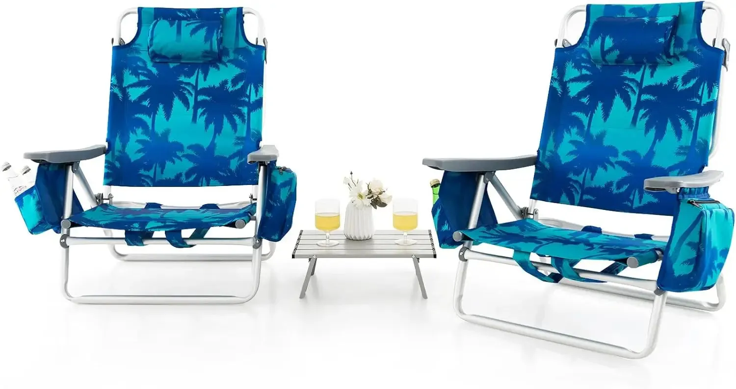 5-Position Lay-Flat Camping Chair with Accessories