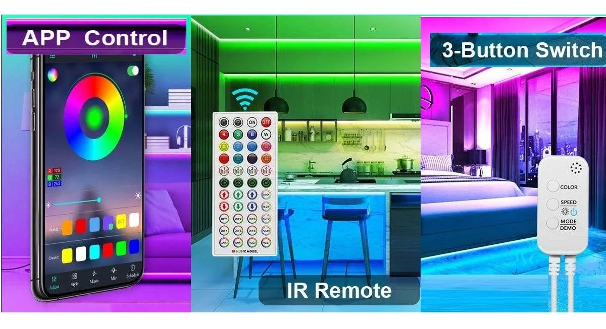 5M LED Strip Light Kit | Waterproof RGB Rope Light with App & Remote Control