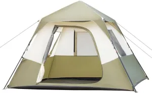 6 Person Camping Tent Setup in 60 Seconds, Waterproof Tent with Carry Bag, Instant Setup, Family Tent for Camping, Hiking, Outdoor, Army Green & White, Large, SY-LHJ2-90827601