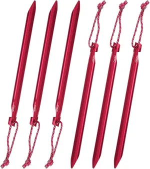6 Pieces Tent Stakes Heavy Duty Camping Stakes, QEBAJI 7.5 inch Rust-Free Metal Tent pegs Ground Stakes Tent pegs Camping，6pack Red