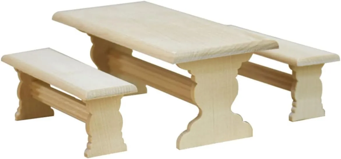 6pcs Mini House Furniture Wooden Table Chair Model Smooth Surface Dollhouse Ornament for Boys and Girls Imagination and Creativity Fine Workmanship Miniature Furniture
