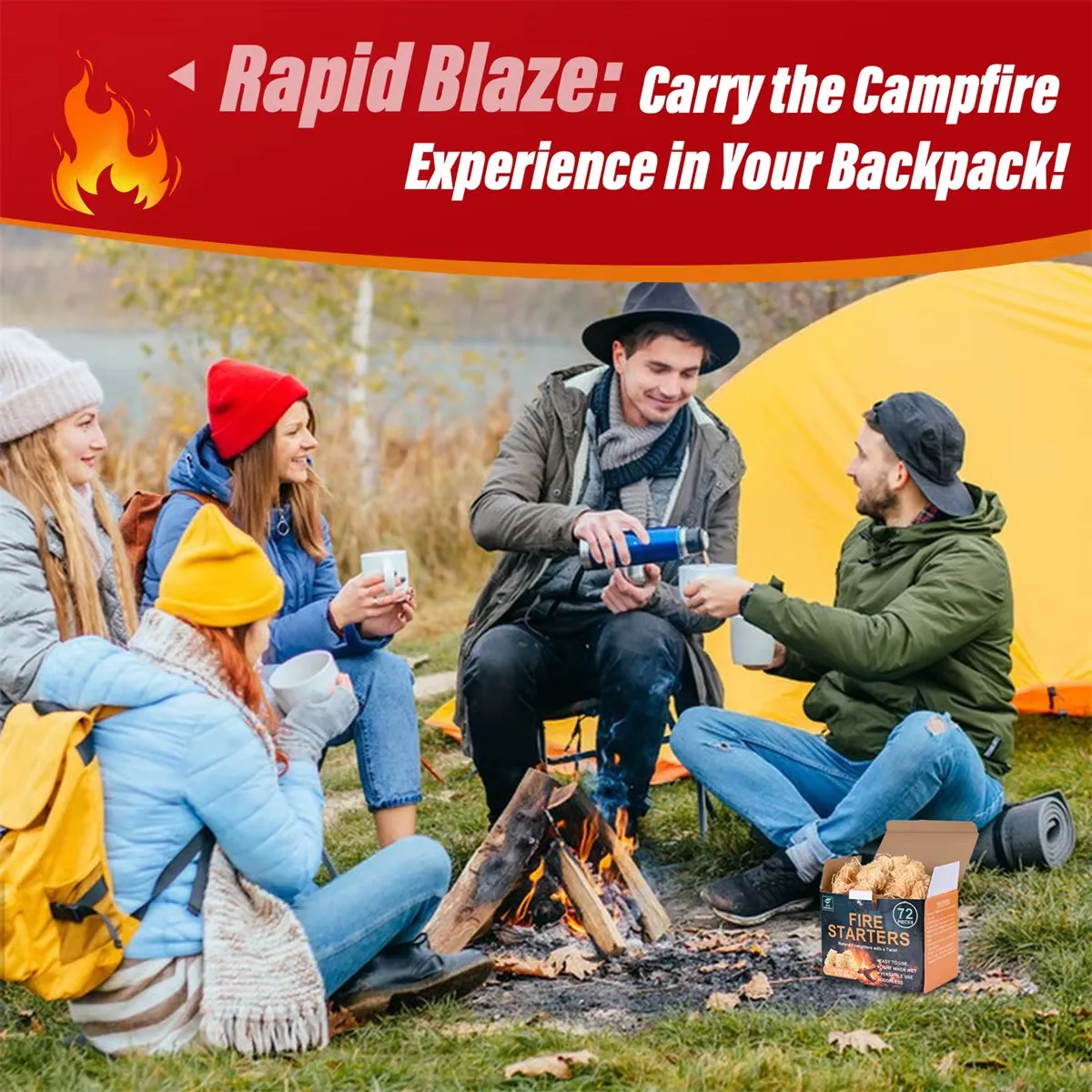 72-Piece Natural Fire Starters for Quick Ignition - Ideal for Campfires