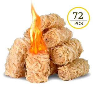 72-Piece Natural Fire Starters for Quick Ignition - Ideal for Campfires
