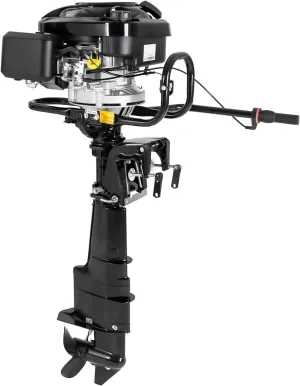 7.5HP 4-Stroke Outboard Motor Boat Engine,196CC Gas Powered Heavy Duty Fishing Boat Motor Long Shaft Marine Engine & 0.47gal Fuel Tank Capacity for rubber boats, fishing boats,wooden boats
