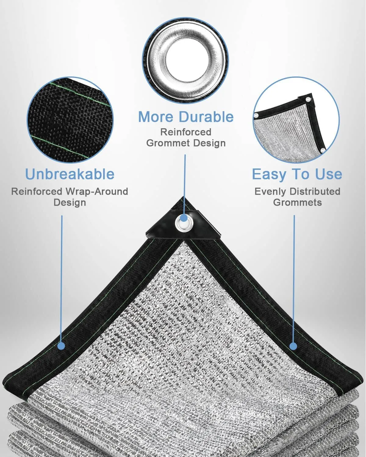 85% Aluminet Shade Cloth - Reflective Aluminium Shade Netting Sun Shade Cover with Grommets for Cars, Dogs, Outdoor, RV, Patio, Indoor (6x12FT)