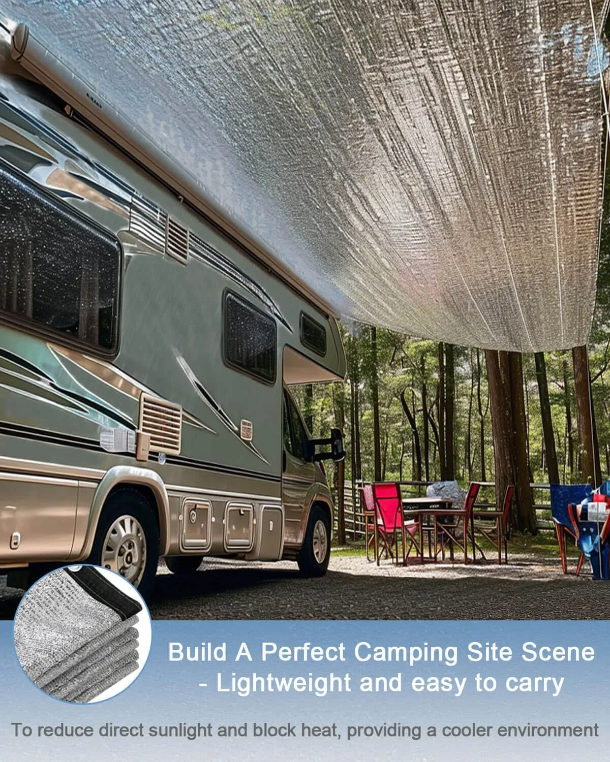 85% Aluminet Shade Cloth - Reflective Aluminium Shade Netting Sun Shade Cover with Grommets for Cars, Dogs, Outdoor, RV, Patio, Indoor (6x20FT)