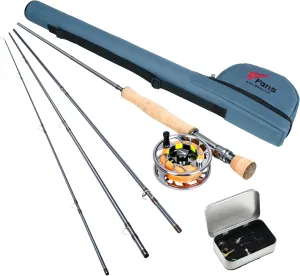 8Fans Portable Fly Fishing Rod and Reel Combo - 4-Section Fly Rod and CNC-machined Aluminum Alloy Reel - Complete Starter Package