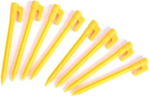 8pcs Outdoor Camping Tent Stakes Pegs Pins Trip Plastic Tent Nails Yellow Tent Accessories