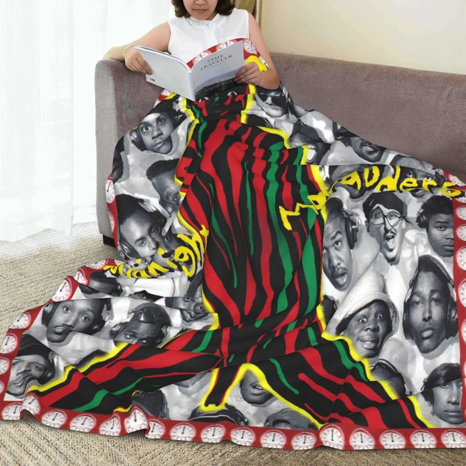 A Tribe Rapper Called Music Quest Band Fleece Throw Blanket Flannel Air Conditioning Quilt for Couch Camping Travel 80"x60"