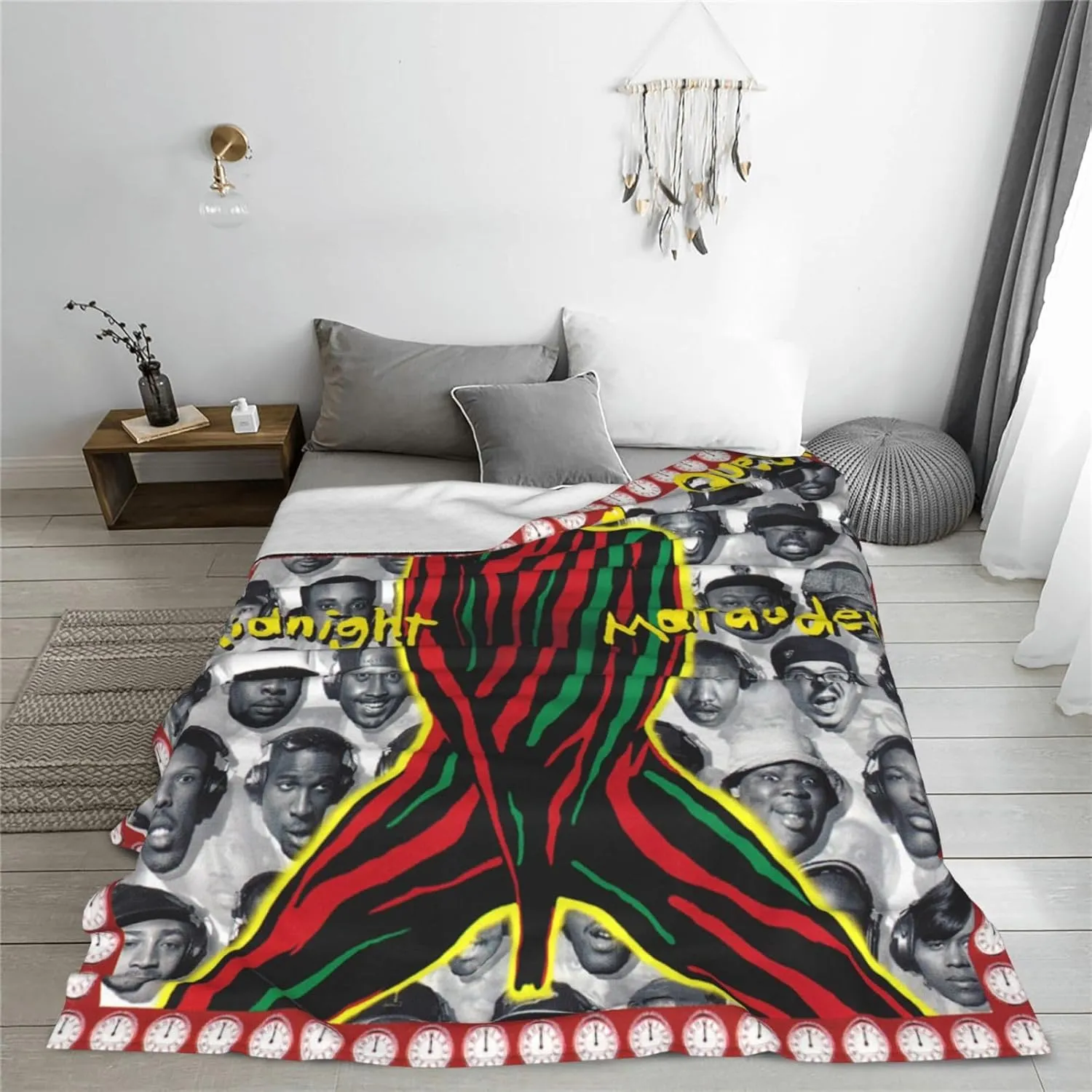 A Tribe Rapper Called Music Quest Band Fleece Throw Blanket Flannel Air Conditioning Quilt for Couch Camping Travel 80"x60"