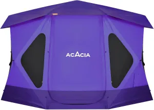 ACACIA Space Camping Tent XL, 4-6 Person Large Family Tent with 6'10'' Height, 2 Doors, 8 Windows, Waterproof Pop Up Easy Setup Hub Tent with Rainfly, Footprint for Car Camping, Glamping, Purple Agate