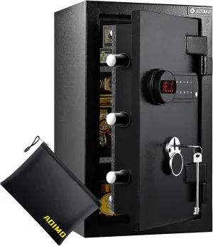 ADIMO Fireproof Safe Box, Large Heavy Duty Home Safe with Money & Document Bag for Cash, Keys Lock & Digital Keypad, Built-in Light, 1.8 CuFt Fireproof Waterproof Money Box for Home Office Business