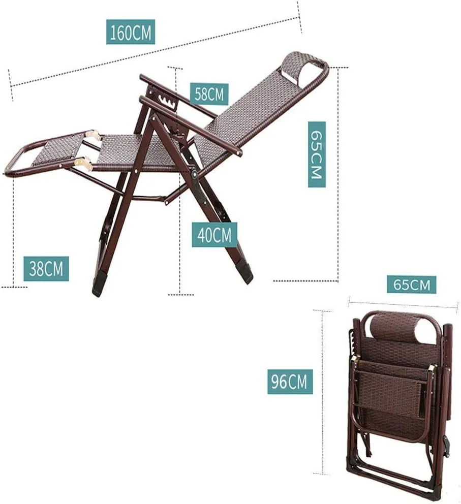 Adjustable Folding Chair Recliner Reclining Sun Loungers Chairs Heavy Duty Lounger Office Lunch Break Camping for Outdoor Patio B