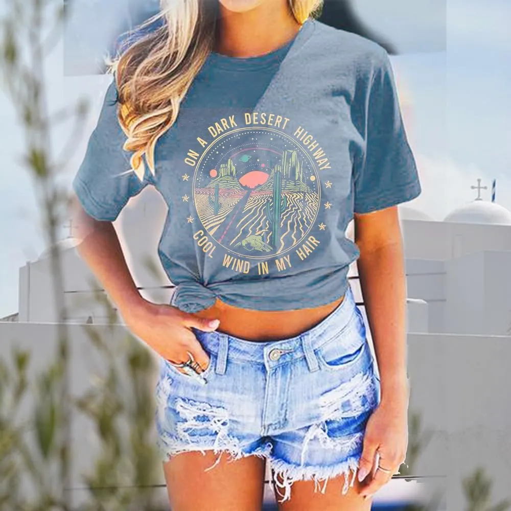 Adventure Shirts Sunrise Camping Hiking Activewear Road Trip Nature Cactus Workout Tee Top