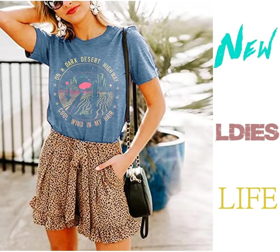 Adventure Shirts Sunrise Camping Hiking Activewear Road Trip Nature Cactus Workout Tee Top