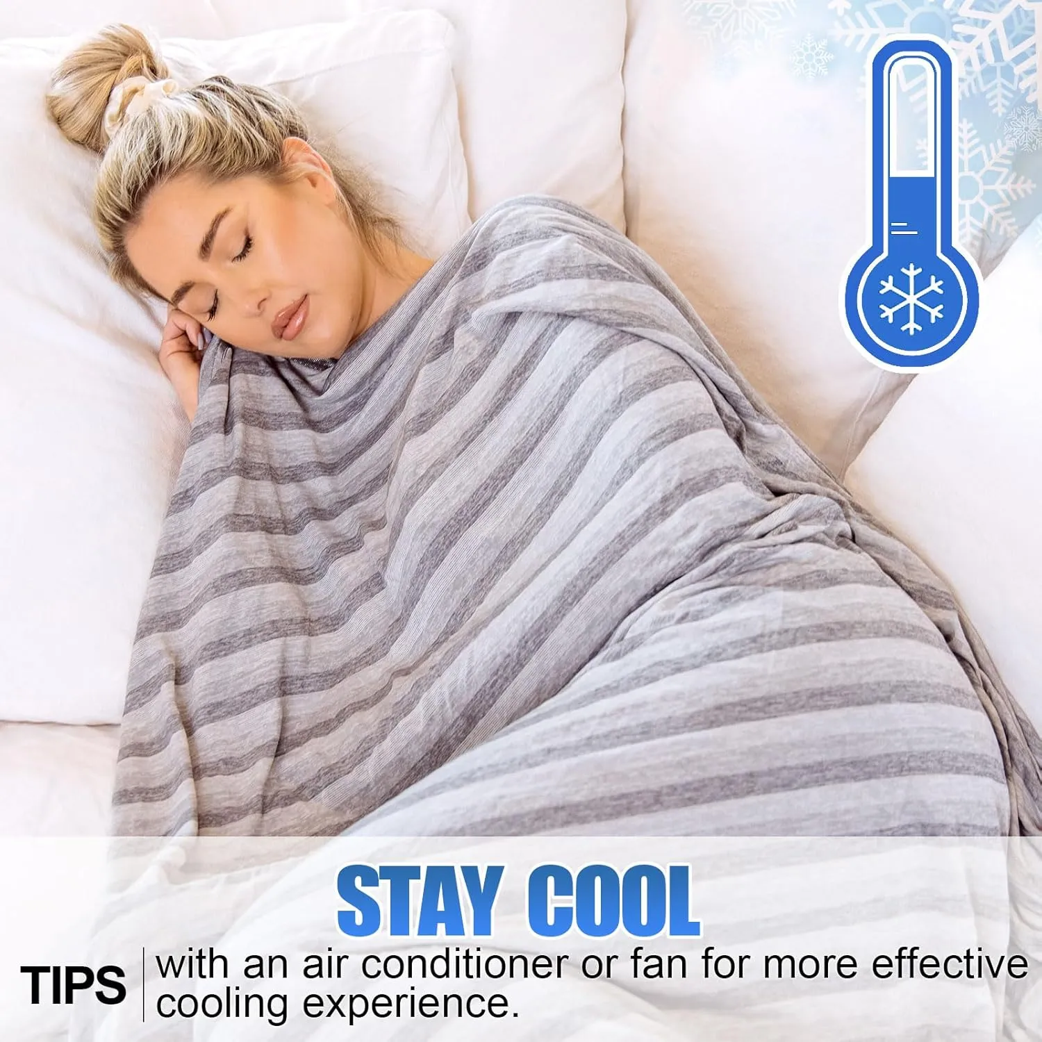 Ailemei Direct Cooling Throw Blanket for Hot Sleepers,Double Sided Cold Effect, Lightweight Breathable Summer Bed Blanket for Couch, Transfer Heat to Keep Body Cool Night Sweats,50"x70"