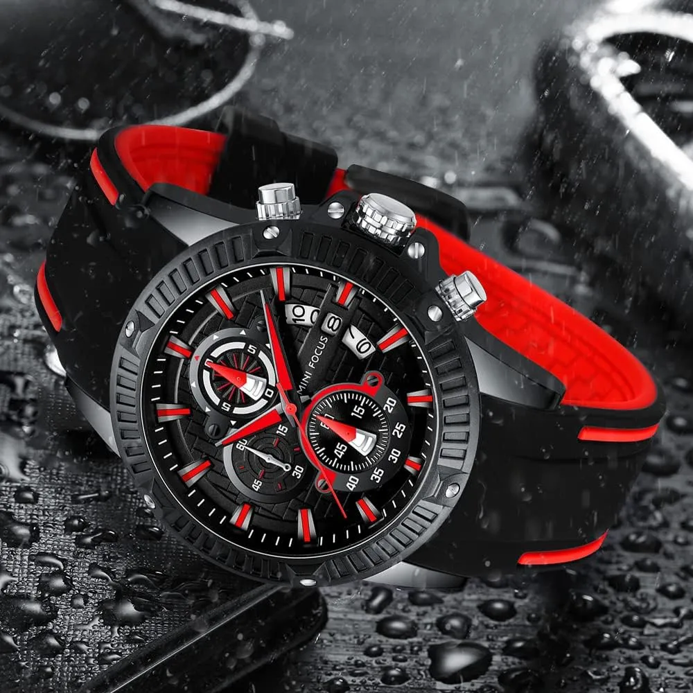 AIMES Mens Watches Fashion Casual Sport Chronograph Waterproof Military Watches Stylish Silicone Strap Business Work Wrist Watch