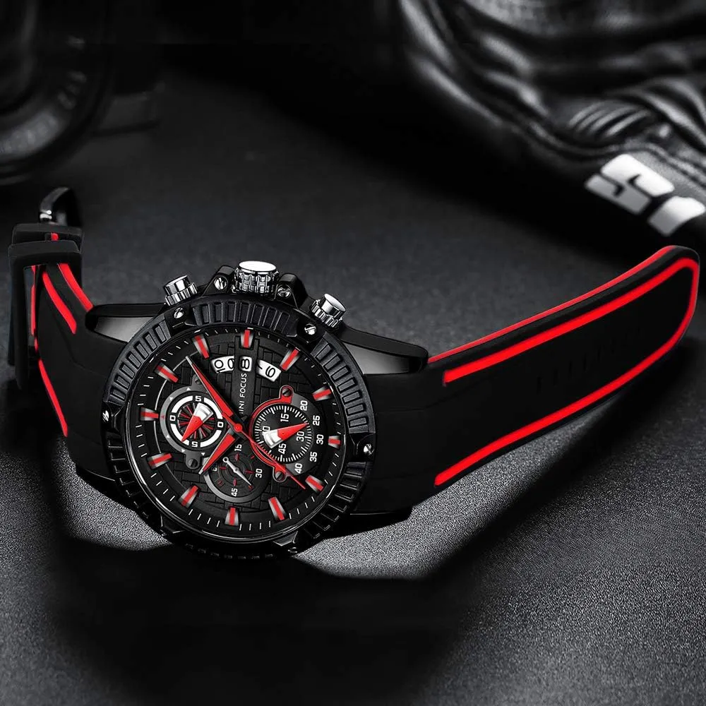AIMES Mens Watches Fashion Casual Sport Chronograph Waterproof Military Watches Stylish Silicone Strap Business Work Wrist Watch