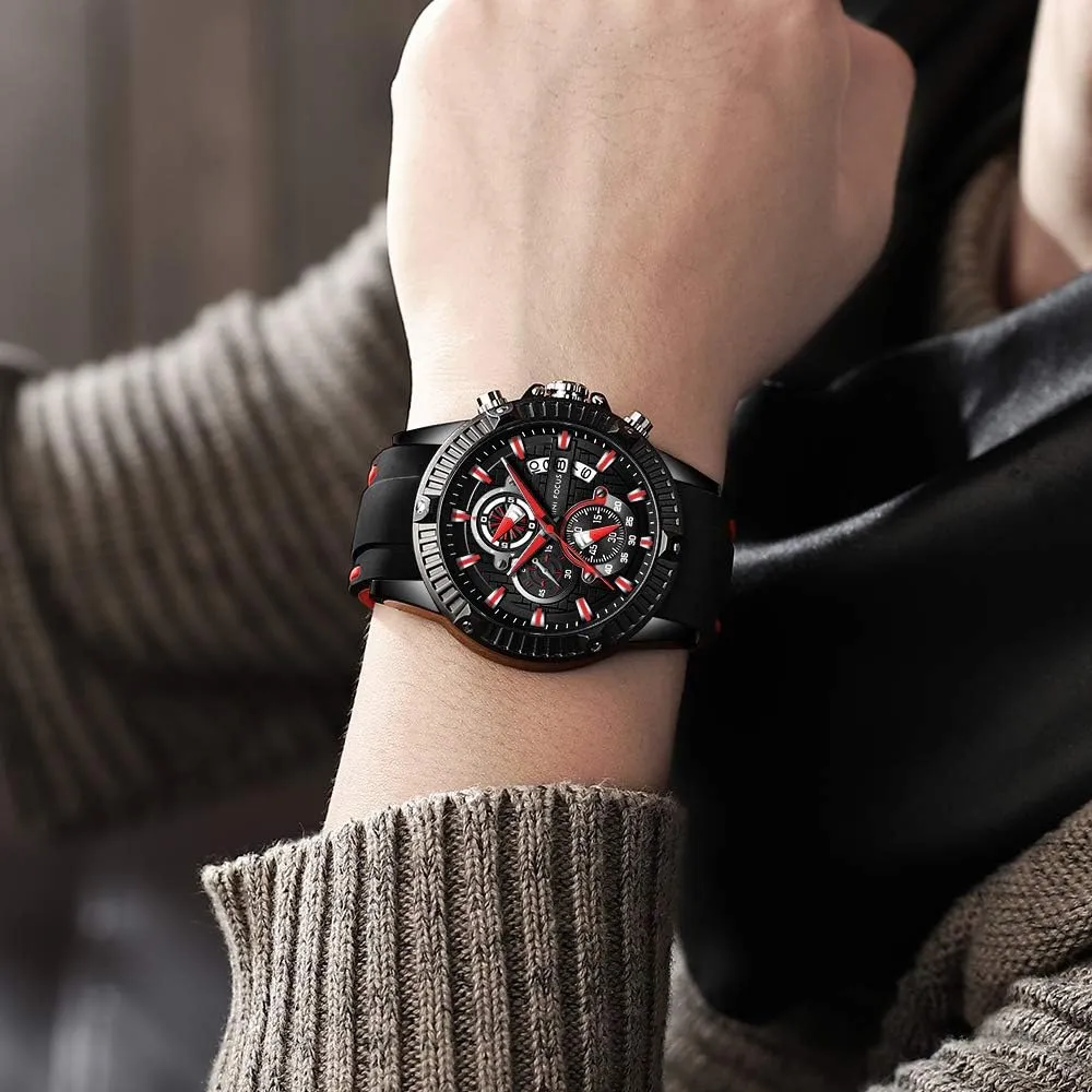 AIMES Mens Watches Fashion Casual Sport Chronograph Waterproof Military Watches Stylish Silicone Strap Business Work Wrist Watch