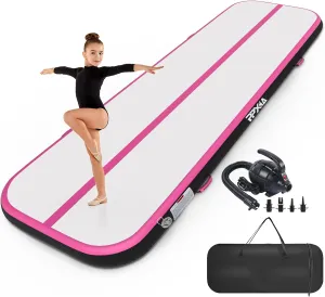 Air Tumble Track Mat 6.6ft 10ft 13ft 16ft 20ft Inflatable Gymnastics Tumbling Mat with Air Pump for Kids Adults, 4/8 inch Thick Gymnastic Mats for Home Use Gym Outdoor Cheerleading Training