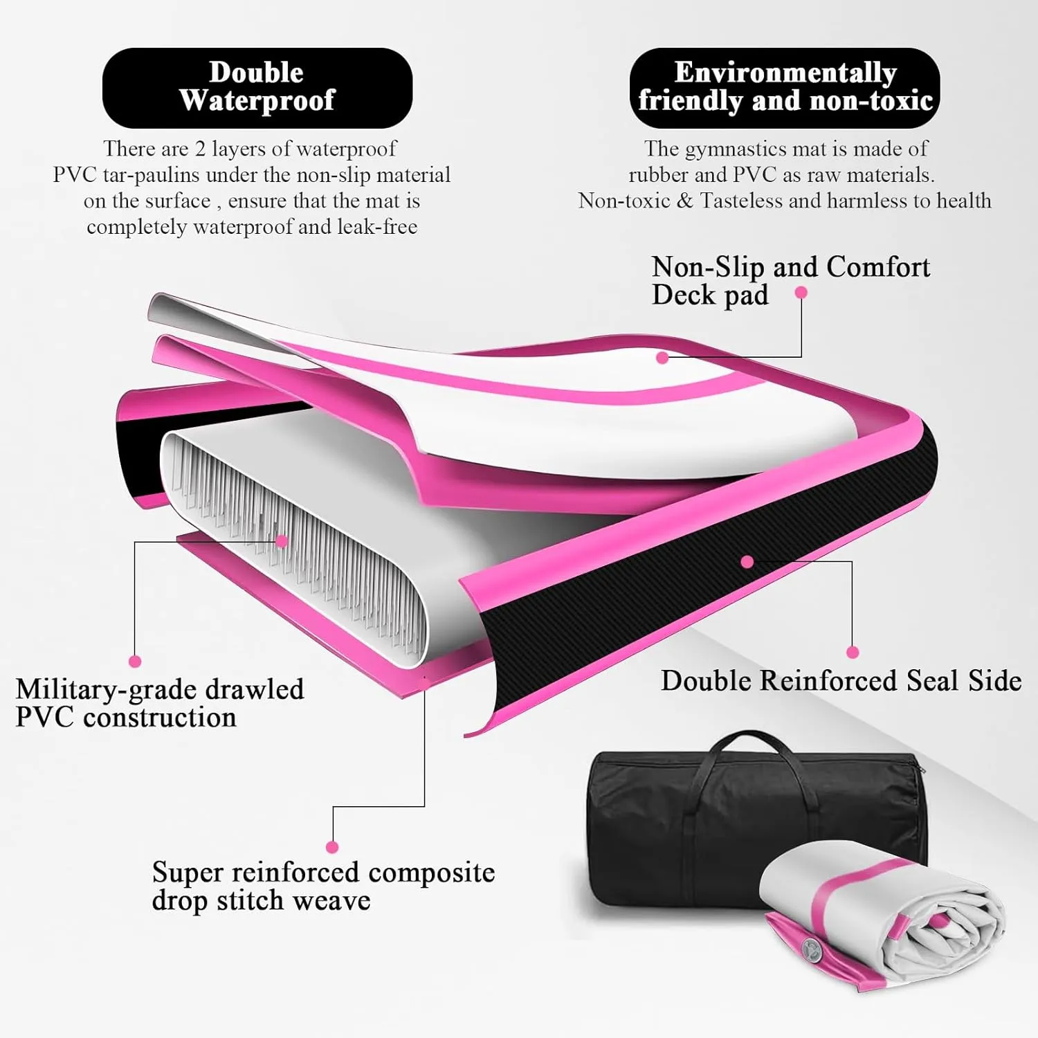 Air Tumble Track Mat 6.6ft 10ft 13ft 16ft 20ft Inflatable Gymnastics Tumbling Mat with Air Pump for Kids Adults, 4/8 inch Thick Gymnastic Mats for Home Use Gym Outdoor Cheerleading Training