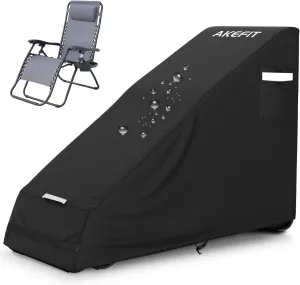 AKEfit 1 PCS Zero Gravity Chair Cover,Outdoor Waterproof Folding Lounge Chair Cover with Storage Bag,UV Resistant and Dustproof,Fits Most Folding Recliners,Black