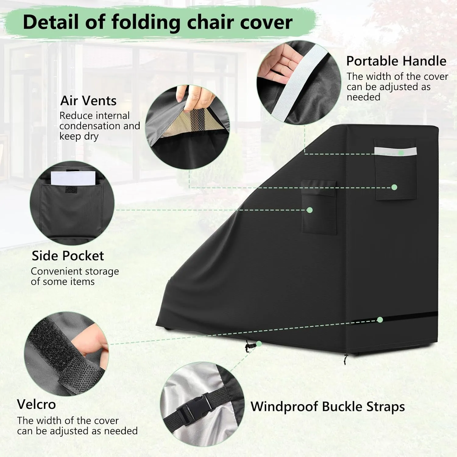 AKEfit 1 PCS Zero Gravity Chair Cover,Outdoor Waterproof Folding Lounge Chair Cover with Storage Bag,UV Resistant and Dustproof,Fits Most Folding Recliners,Black