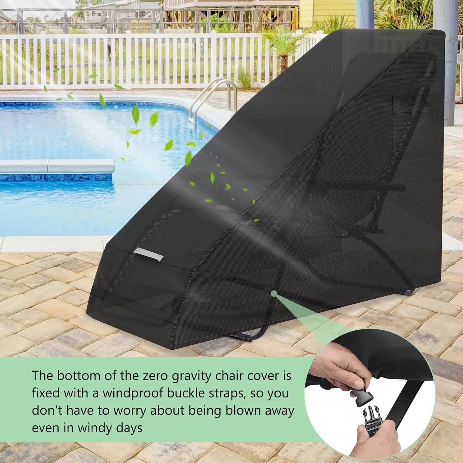 AKEfit 1 PCS Zero Gravity Chair Cover,Outdoor Waterproof Folding Lounge Chair Cover with Storage Bag,UV Resistant and Dustproof,Fits Most Folding Recliners,Black