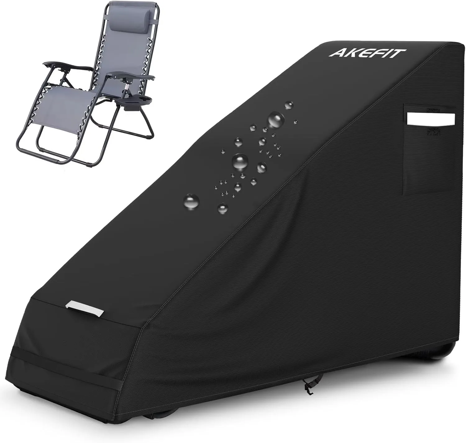 AKEfit 1 PCS Zero Gravity Chair Cover,Outdoor Waterproof Folding Lounge Chair Cover with Storage Bag,UV Resistant and Dustproof,Fits Most Folding Recliners,Black