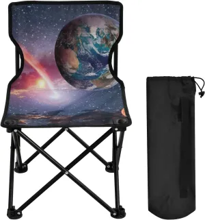 ALAZA Outer Space Planet Earth Mars Meteorite Comet Asteroid Astrology Solar System Universe Folding Camping Chairs Foldable Outdoor Chair for Tailgates Beach & Sports, Included Carry Bag